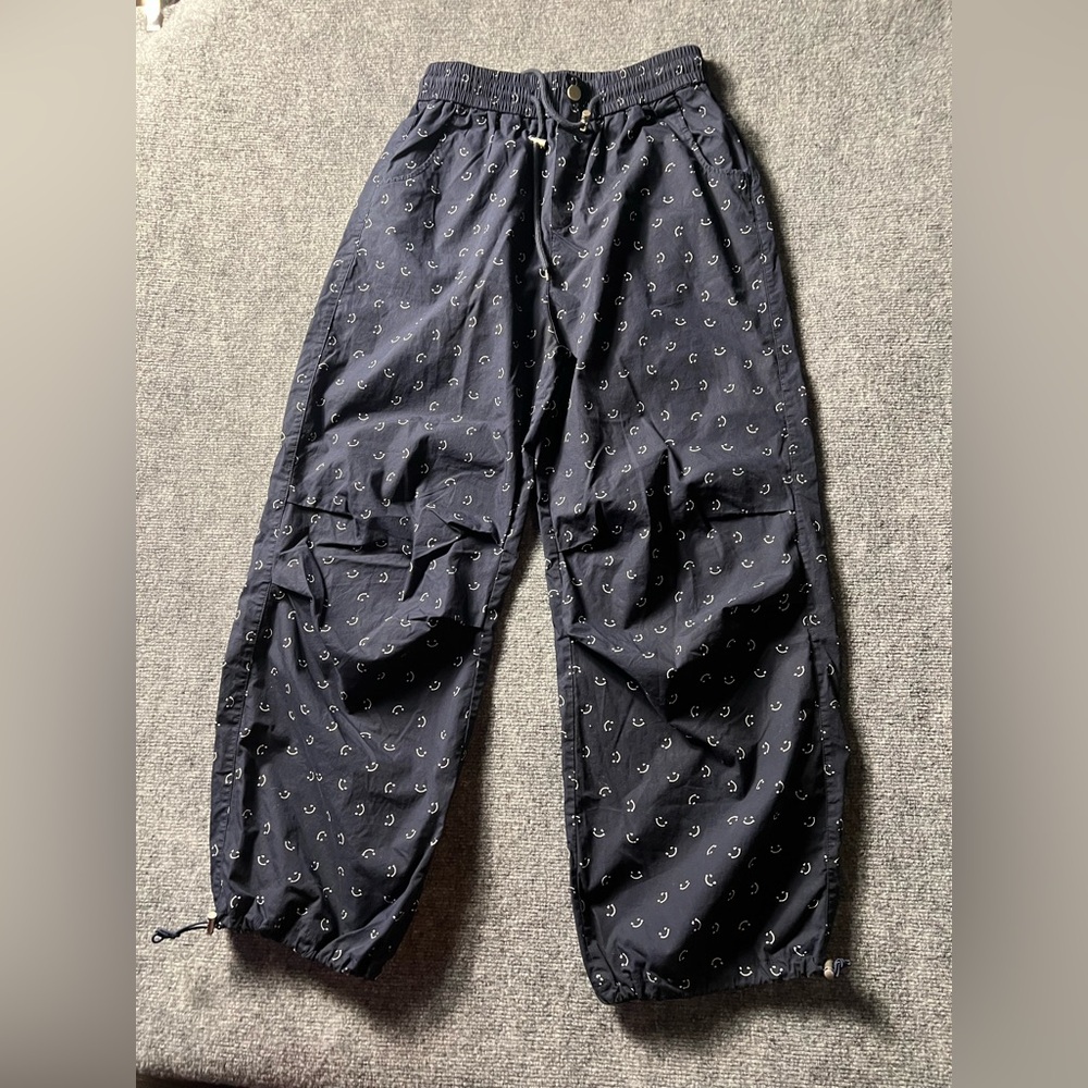 Youth  All Over Print Pants Pull On Navy Blue Baggy Sz L (26” Waist) StreetWear